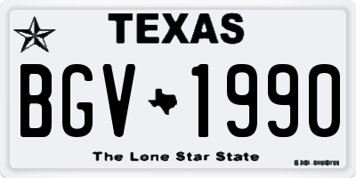 TX license plate BGV1990