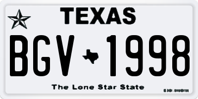 TX license plate BGV1998