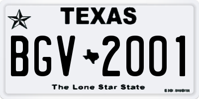 TX license plate BGV2001