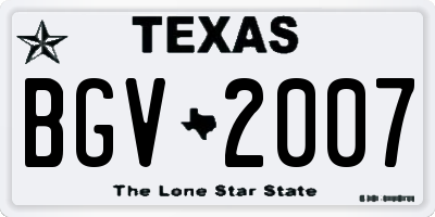 TX license plate BGV2007