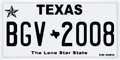 TX license plate BGV2008