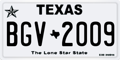 TX license plate BGV2009