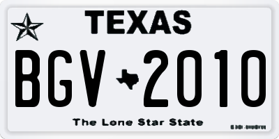 TX license plate BGV2010