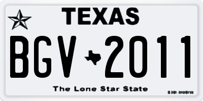 TX license plate BGV2011