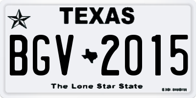 TX license plate BGV2015