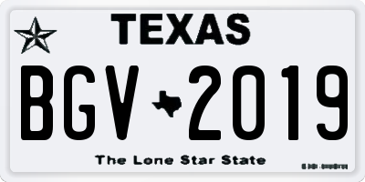 TX license plate BGV2019