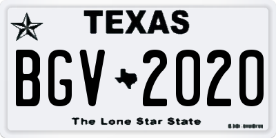 TX license plate BGV2020