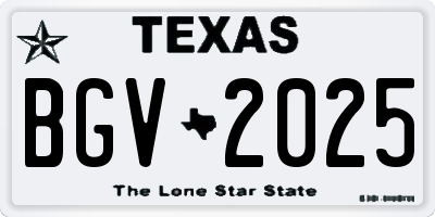 TX license plate BGV2025