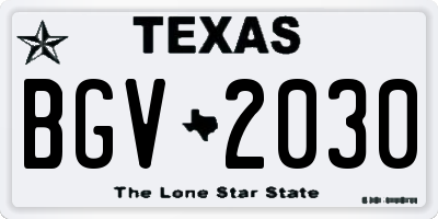 TX license plate BGV2030