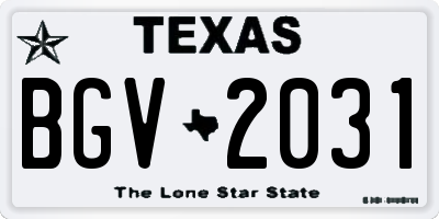 TX license plate BGV2031