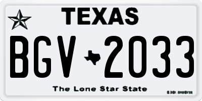 TX license plate BGV2033