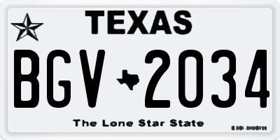 TX license plate BGV2034