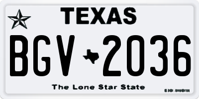 TX license plate BGV2036
