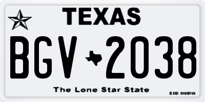 TX license plate BGV2038