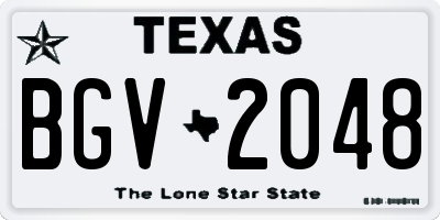 TX license plate BGV2048