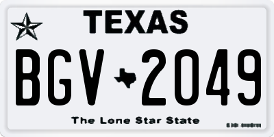 TX license plate BGV2049