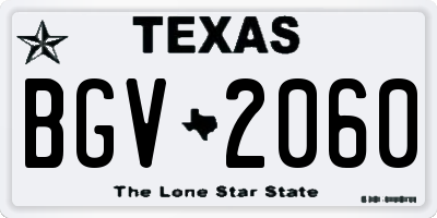 TX license plate BGV2060