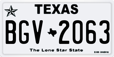 TX license plate BGV2063