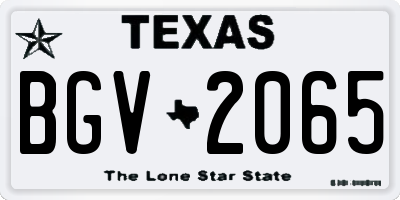 TX license plate BGV2065