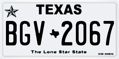 TX license plate BGV2067