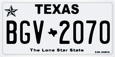 TX license plate BGV2070