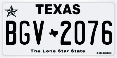 TX license plate BGV2076
