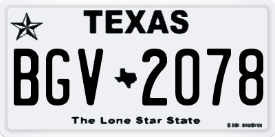 TX license plate BGV2078