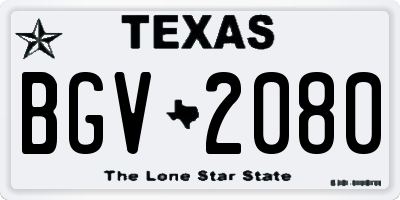 TX license plate BGV2080
