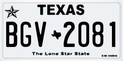 TX license plate BGV2081