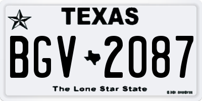TX license plate BGV2087