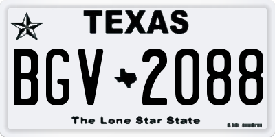 TX license plate BGV2088