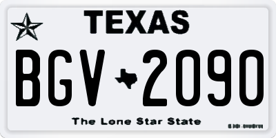 TX license plate BGV2090