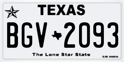 TX license plate BGV2093