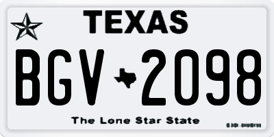 TX license plate BGV2098