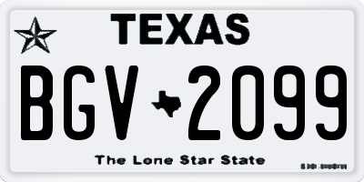TX license plate BGV2099