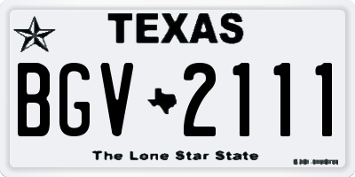 TX license plate BGV2111