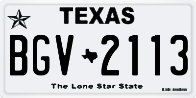 TX license plate BGV2113