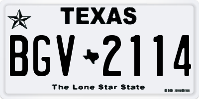 TX license plate BGV2114
