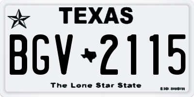 TX license plate BGV2115