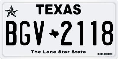 TX license plate BGV2118