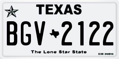 TX license plate BGV2122