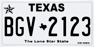 TX license plate BGV2123