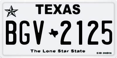 TX license plate BGV2125