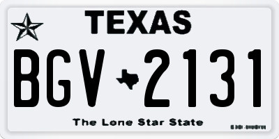 TX license plate BGV2131