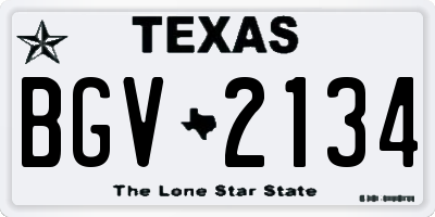 TX license plate BGV2134