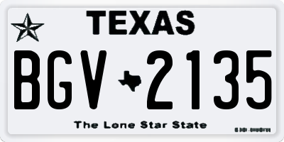 TX license plate BGV2135