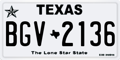 TX license plate BGV2136
