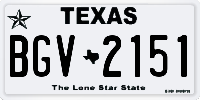 TX license plate BGV2151