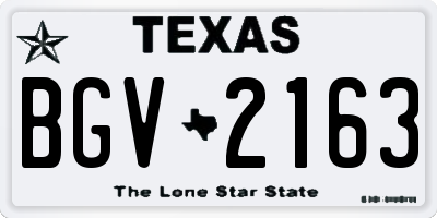 TX license plate BGV2163