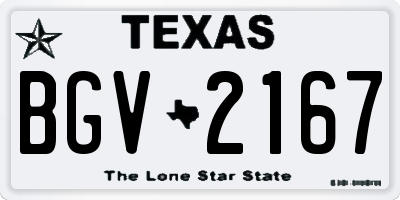 TX license plate BGV2167